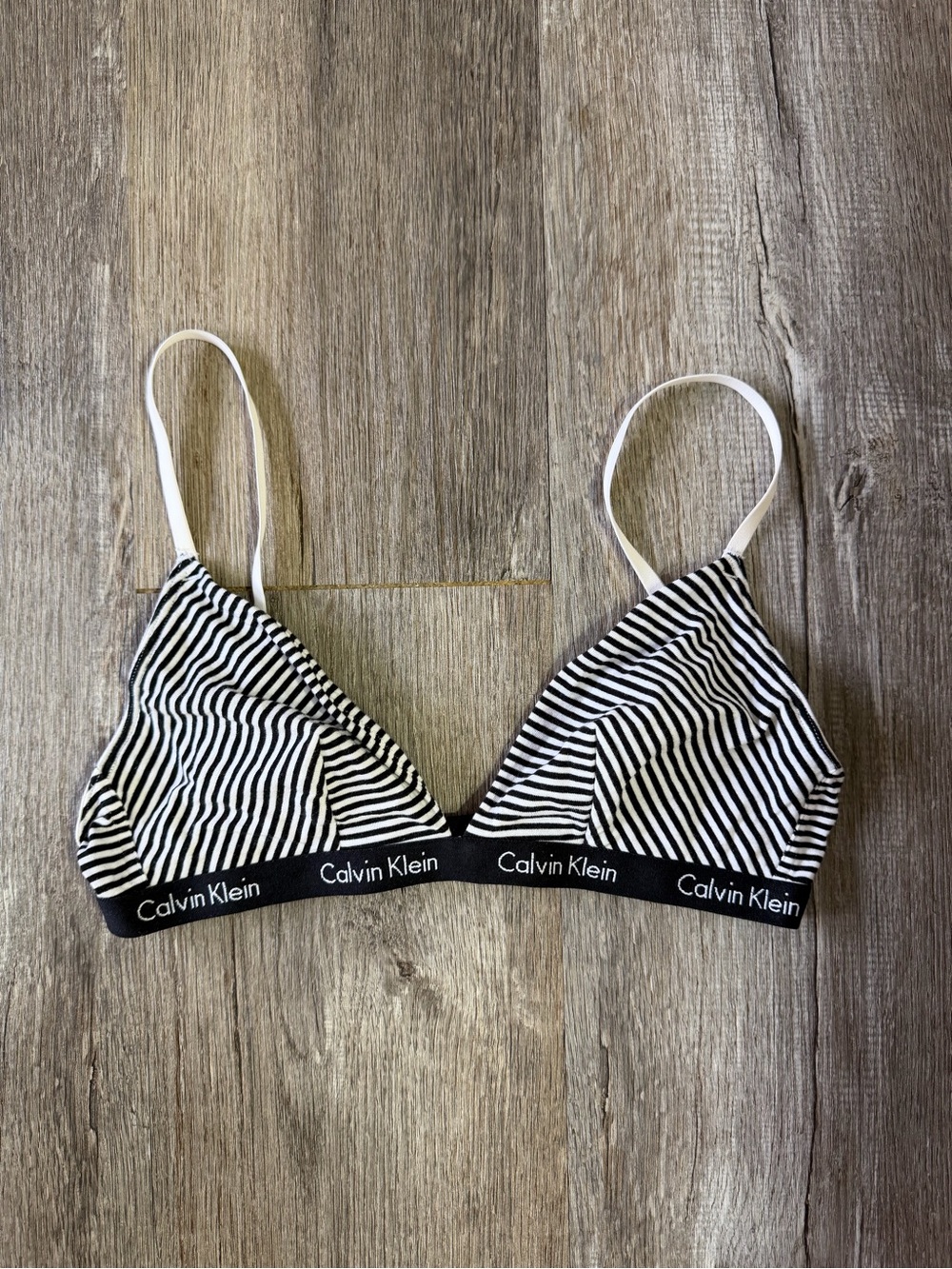 CALVIN KLEIN Black & White Striped Wireless Bralette